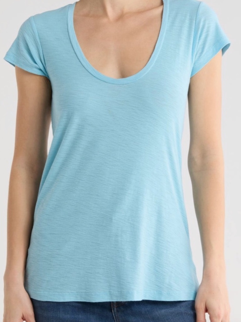 NWT James Perse Scoop Slub Tee in light blue, James Perse Sizing 2 (4-6 women's)